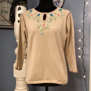 Keyhole embroidered sweater